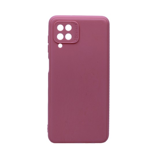 Capa de Silicone Macio com Moldura de Câmera para Samsung Galaxy A12 Rosa