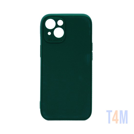 Capa de Silicone Macia com Moldura de Câmera para Apple iPhone 13 Verde Escuro