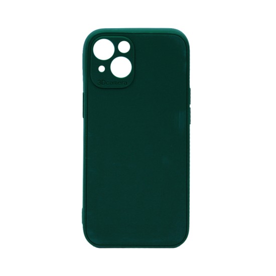 Capa de Silicone Macia com Moldura de Câmera para Apple iPhone 14 Verde Escuro