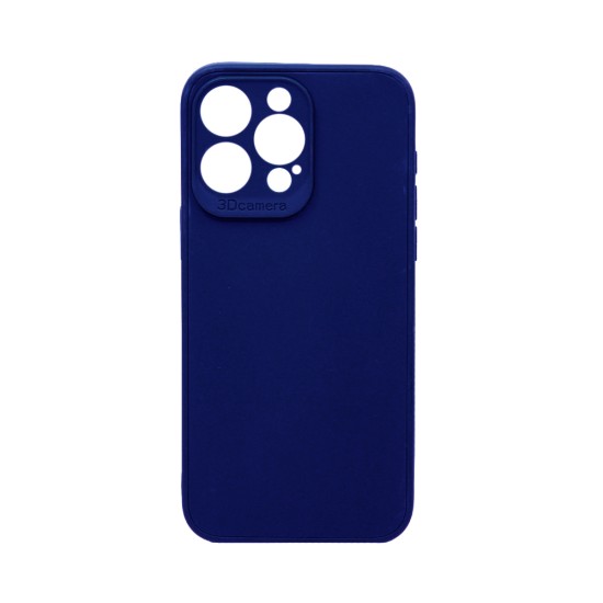 Capa de Silicone Macia com Moldura de Câmera para Apple iPhone 15 Pro Max Azul Escuro