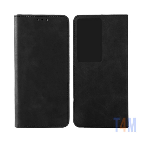 Capa Flip de Couro com Bolso Interno para Oppo Reno11 F Preto