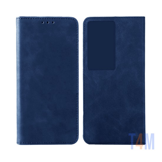 Capa Flip de Couro com Bolso Interno para Oppo Reno11 F Azul