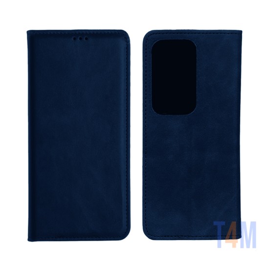 Capa Flip de Couro com Bolso Interno para Oppo Reno12 5G/Reno12 Pro 5G Azul