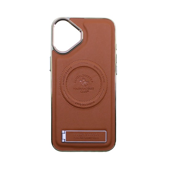 Designer Magnetic Hard Case with Support for Apple iPhone 16 Brown