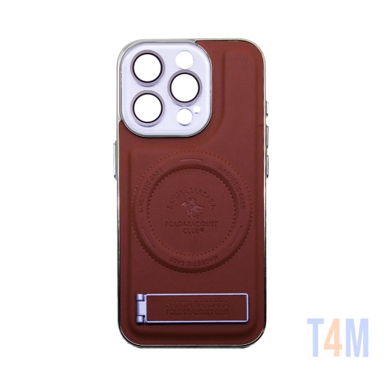 Designer Magnetic Hard Case with Support and Camera Protection for Apple iPhone 15 Pro Brown