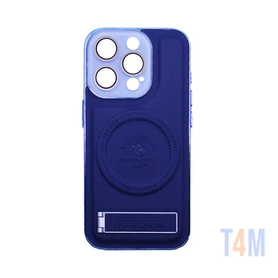 Capa Duro Designer Magnética Com Suporte E Proteção De Câmera para Apple iPhone 14 Pro Max Azul