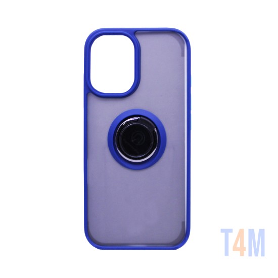 Capa com Anel de Suporte para Apple iPhone 16 Azul Fumado