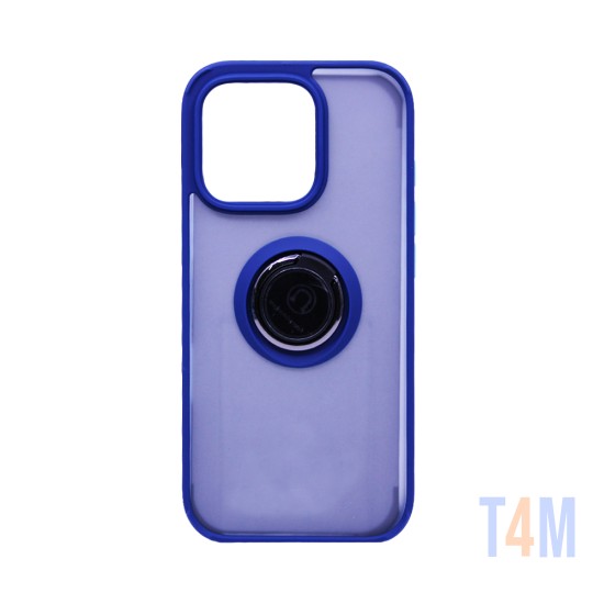 Capa com Anel de Suporte para Apple iPhone 16 Pro Max Azul Fumado