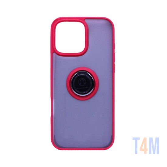 Capa com Anel de Suporte para Apple iPhone 16 Pro Max Vermelho Fumado