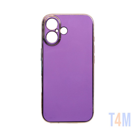 Capa de Silicone Designer com Moldura de Câmera para Apple iPhone 16 Plus Roxo