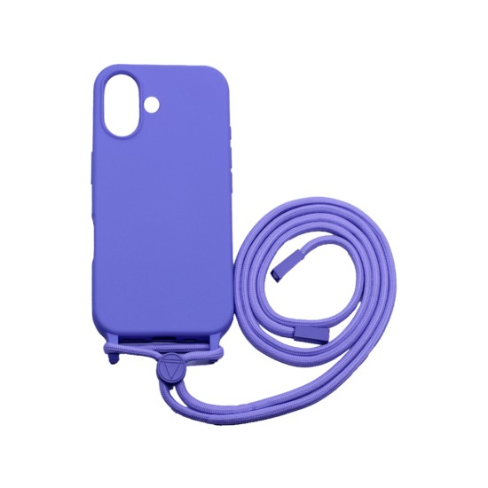 Silicone Case with String for Apple iPhone 16 Plus Purple