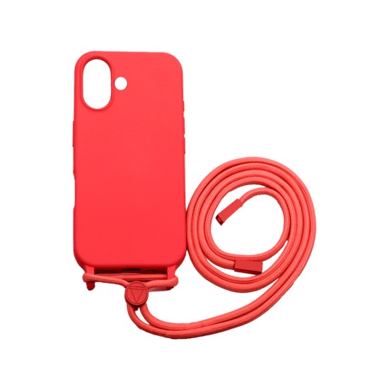 Silicone Case with String for Apple iPhone 16 Red