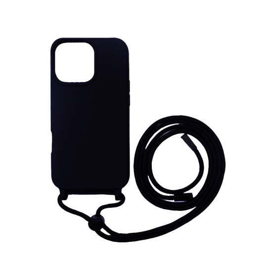 Silicone Case with String for Apple iPhone 16 Pro Max Black