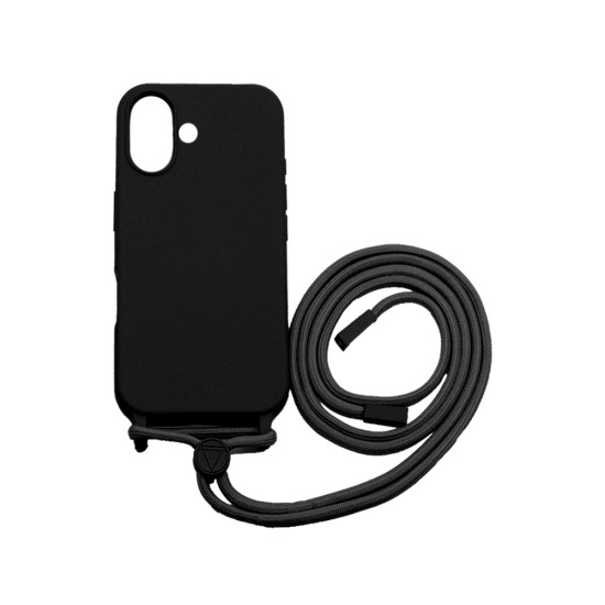 Silicone Case with String for Apple iPhone 16 Plus Black