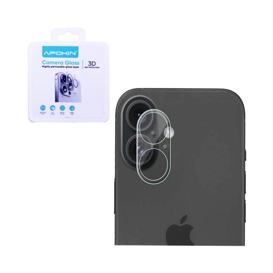 Tempered Glass Camera Lens Protector for Apple iPhone 16/16 Plus Transparent