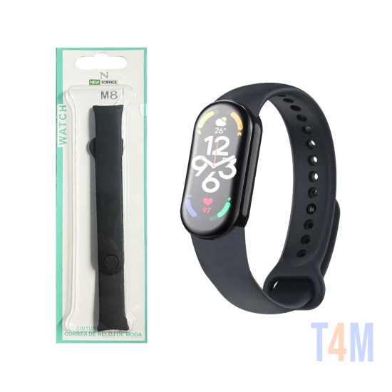 Bracelete de Silicone para Smartwatch Xiaomi Mi Band 8 Preto