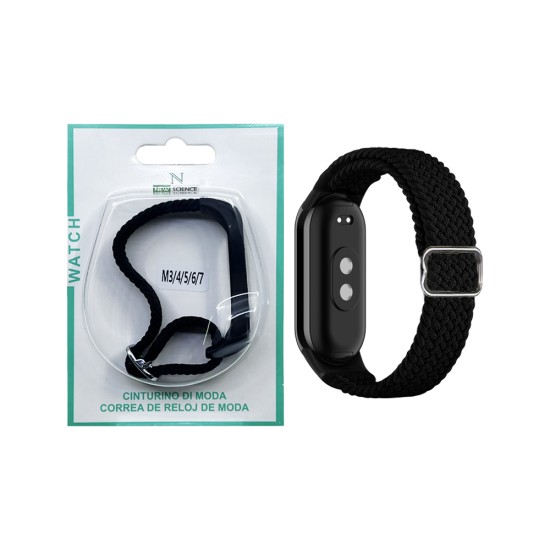 Nylon Bracelet for Smartwatch Xiaomi Mi Band M3/M4/M5/M6/M7 Black