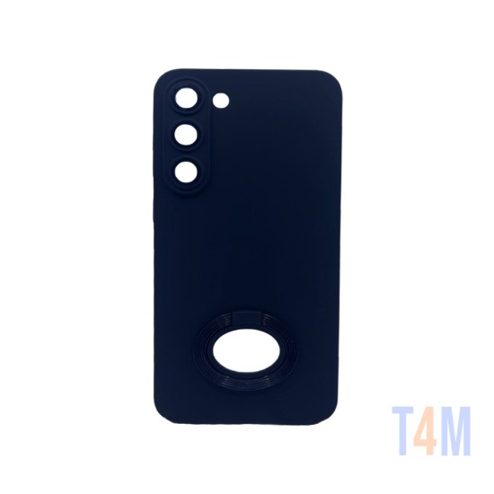 Capa de Silicone com Anel de Suporte para Samsung Galaxy S23 Plus Preto