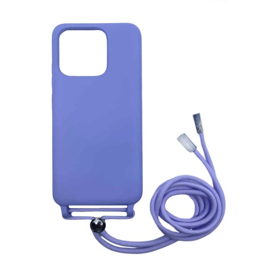 Capa de Silicone com Cordão para Xiaomi Redmi 12c Roxo