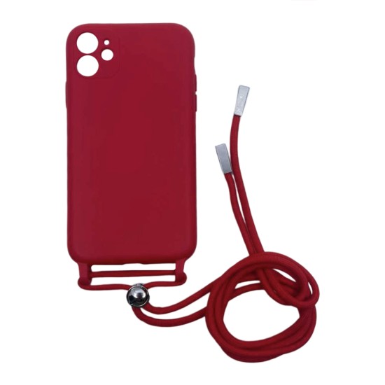 Capa de Silicone com Cordão para Apple iPhone 11 Vermelho