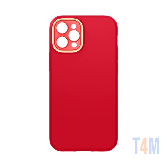 Capa de Silicone com Moldura de Câmera para Apple iPhone 12 Pro Max Vermelho