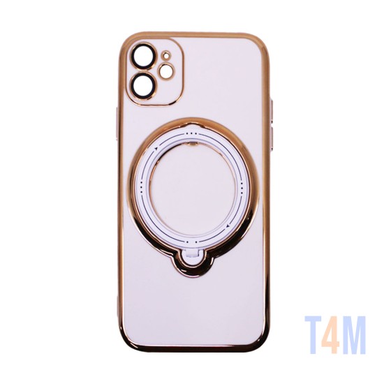 Funda Dura de Silicona con Protector de Cámara y Anillo de Soporte para Apple iPhone 11 Blanco