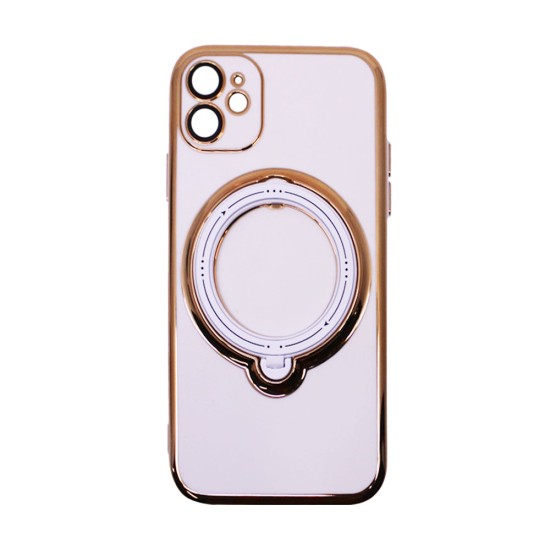 Capa de Silicone Dura com Protetor de Câmera e Anel de Suporte para Apple iPhone 11 Branco