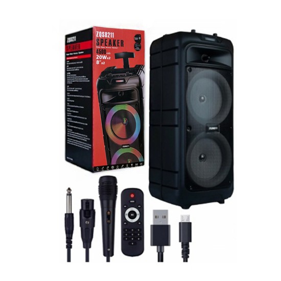 Sing-e Portable Wireless Speaker ZQS8211 with Mic and Remote Control Black