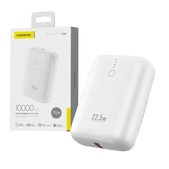 Power Bank Mini Foneng P66 con 2 Outputs 10000mAh 22,5W Branco