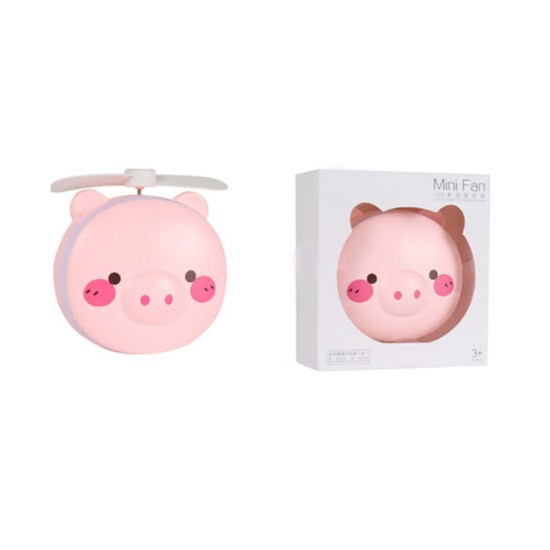 Mini Portable Pig makeup mirror fan USB charger