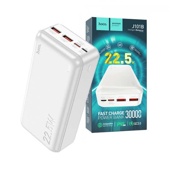 Power Bank Hoco J101B Astute Micro+Tipo C 22,5W 30000mAh Branco