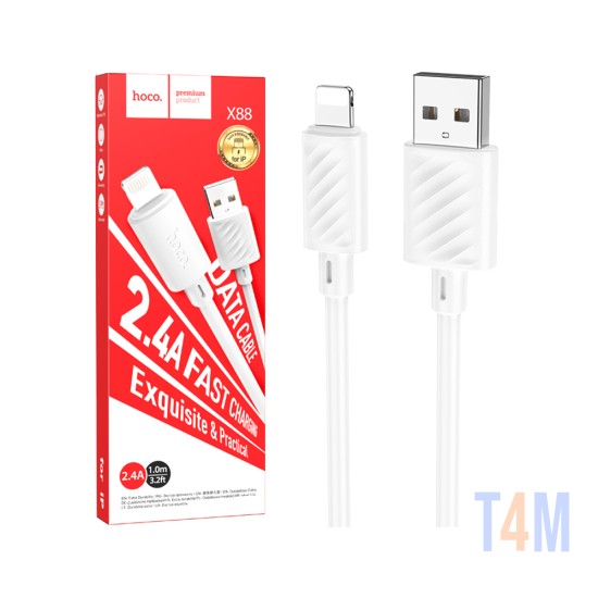 Hoco Lightning Cable X88 Gratified 2.4A 1m White