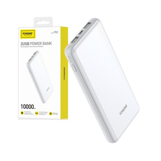 Foneng P53 Power Bank 2 USB 10000mAh 5V/2A White