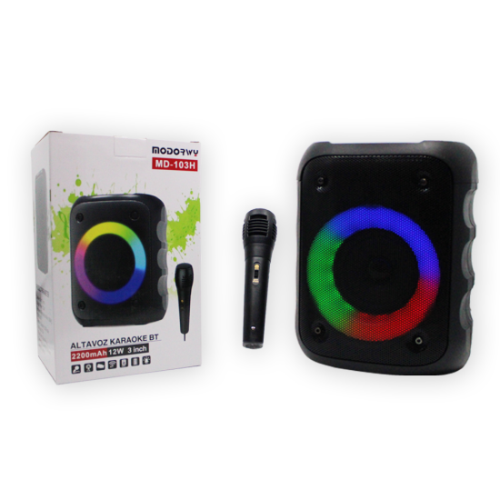 MODORWY SPEAKER MD103H KARAOKE/MICROPHONE/USB/SD/FM/AUX BLACK