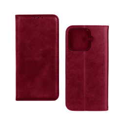 Funda Abatible de Cuero con Bolsillo Interno para Xiaomi 17T Pro Rojo
