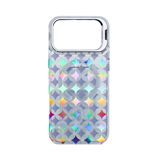 Hard case designer with magnetic iridescent metallic design for Apple iPhone 17 Pro Max silver