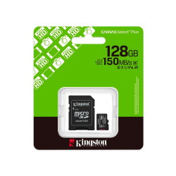 Cartão de memória microSD Kingston Canvas Select Plus de 128 GB com adaptador.